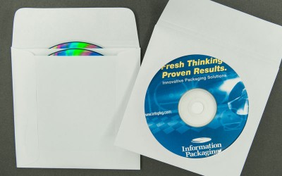 CD/DVD Envelope - Plain White with Window and 1 1/2" Flap - 2 Pocket - Paper