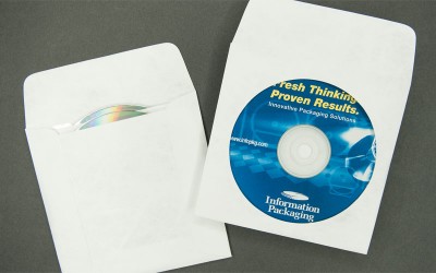 CD/DVD Envelope - 2 Pocket Plain White with Window - 1 1/2" Flap - Tyvek®