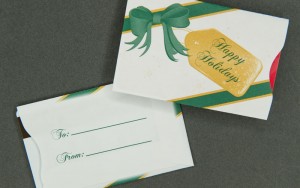 Green & Gold Happy Holidays Gift Card Sleeves