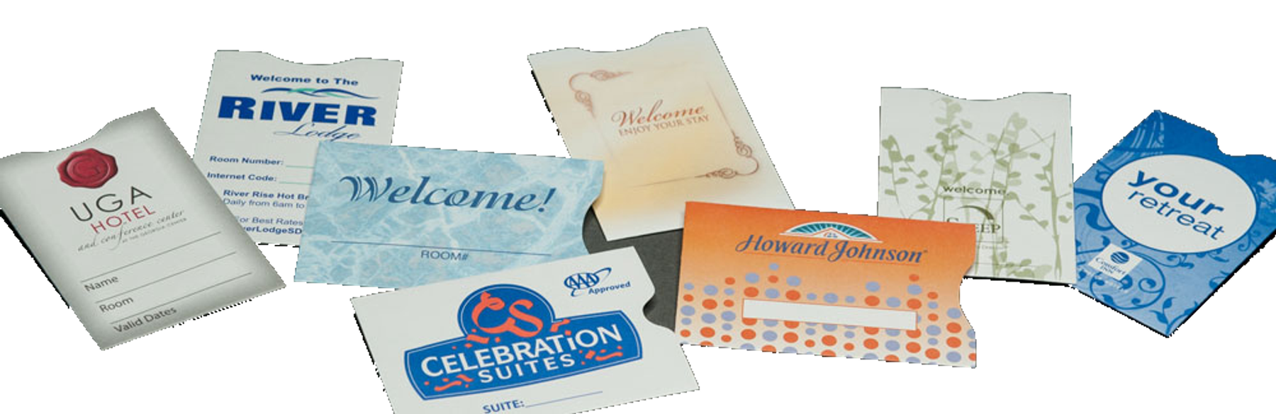 Custom hotel keycard sleeves and folders manufactured by IPC